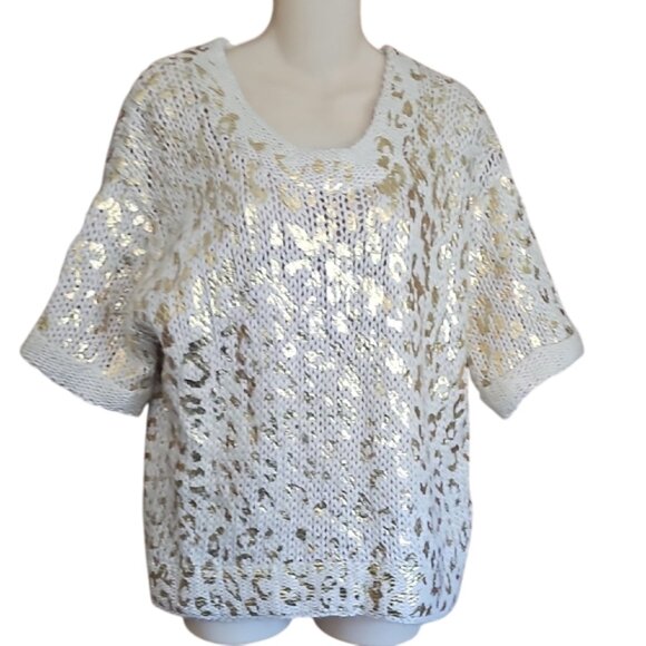 Charlotte Russe Women's White and Gold Knit Top wool blend - Picture 2 of 11